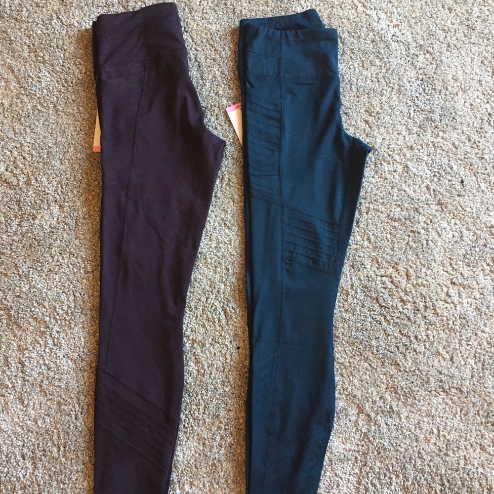 2 pairs Active Life workout moto leggings S